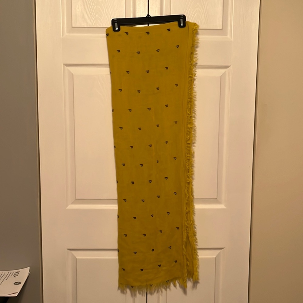 Long scarf. Fun to wear for sports events for teams with a P!